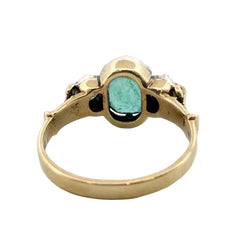 Trilogy Ring in Yellow gold, Emerald, and Diamonds