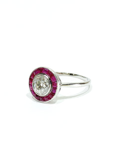 Platinum, Ruby, and Diamond Target Ring