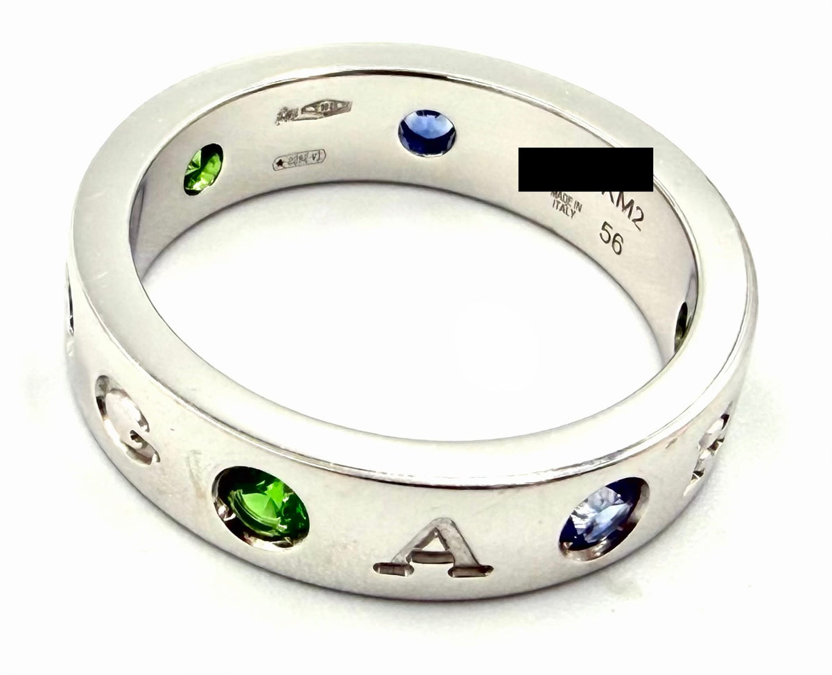 BULGARI "Roman Sorbet" Wedding Band in white gold, garnets, sapphires, and diamonds