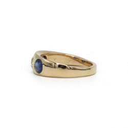 Bague Jonc en or jaune, saphirs et diamant