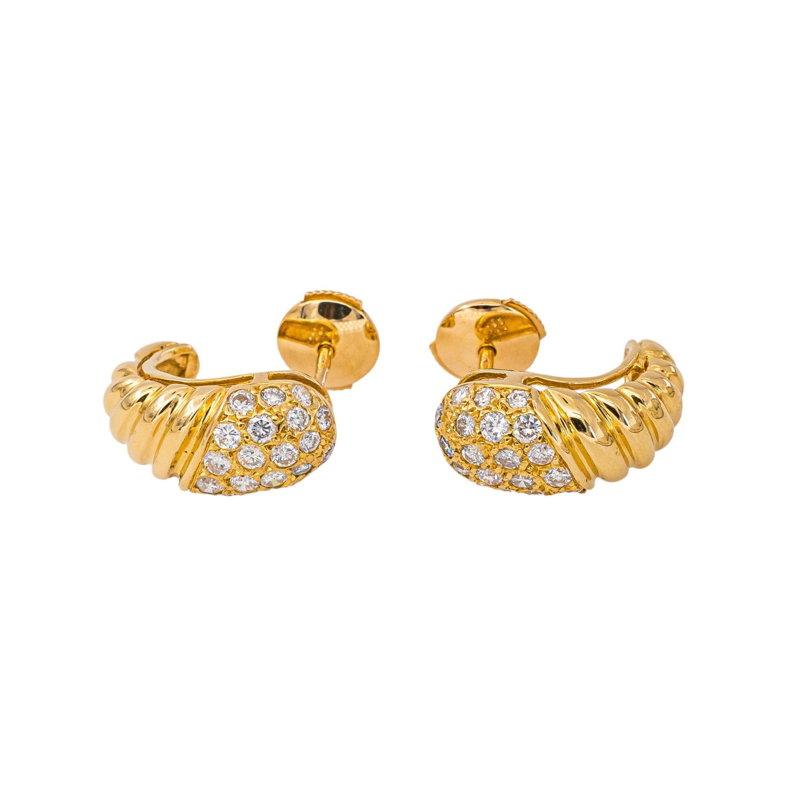 Boucles d'oreilles Demi-créoles Or jaune  Diamant