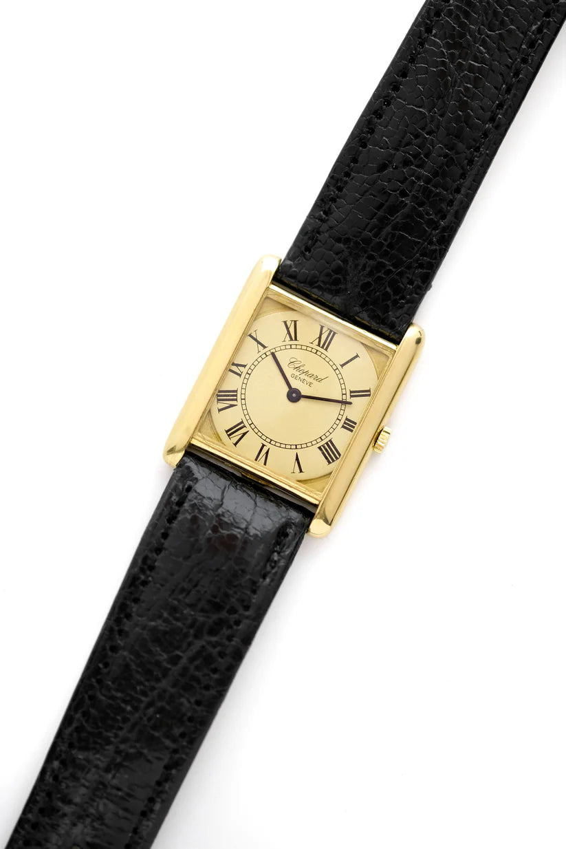 CHOPARD "Tank" Watch in Yellow gold and Leather