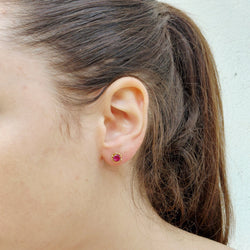 Yellow Gold and Ruby Stud Earrings