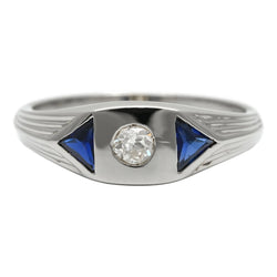 Trilogy Ring in White Gold, Sapphires, and Diamonds