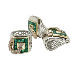 LUCIANO SOMENZI jewelry set in white gold, yellow gold, rose gold, emeralds, and diamonds