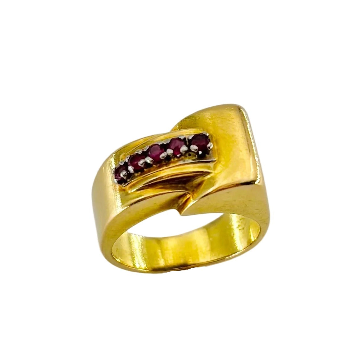 Yellow Gold and Ruby Tank Ring