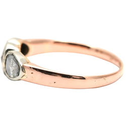 Trilogy Ring in Yellow Gold, Silver, and Diamonds