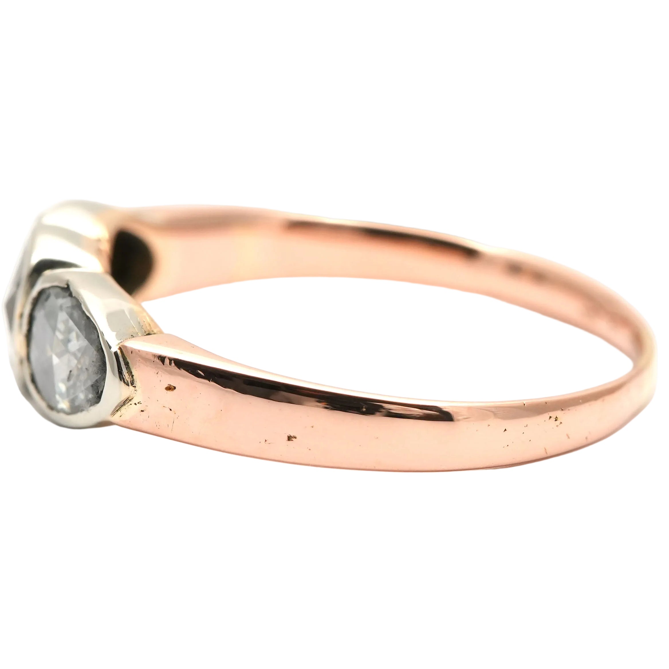 Trilogy Ring in Yellow Gold, Silver, and Diamonds