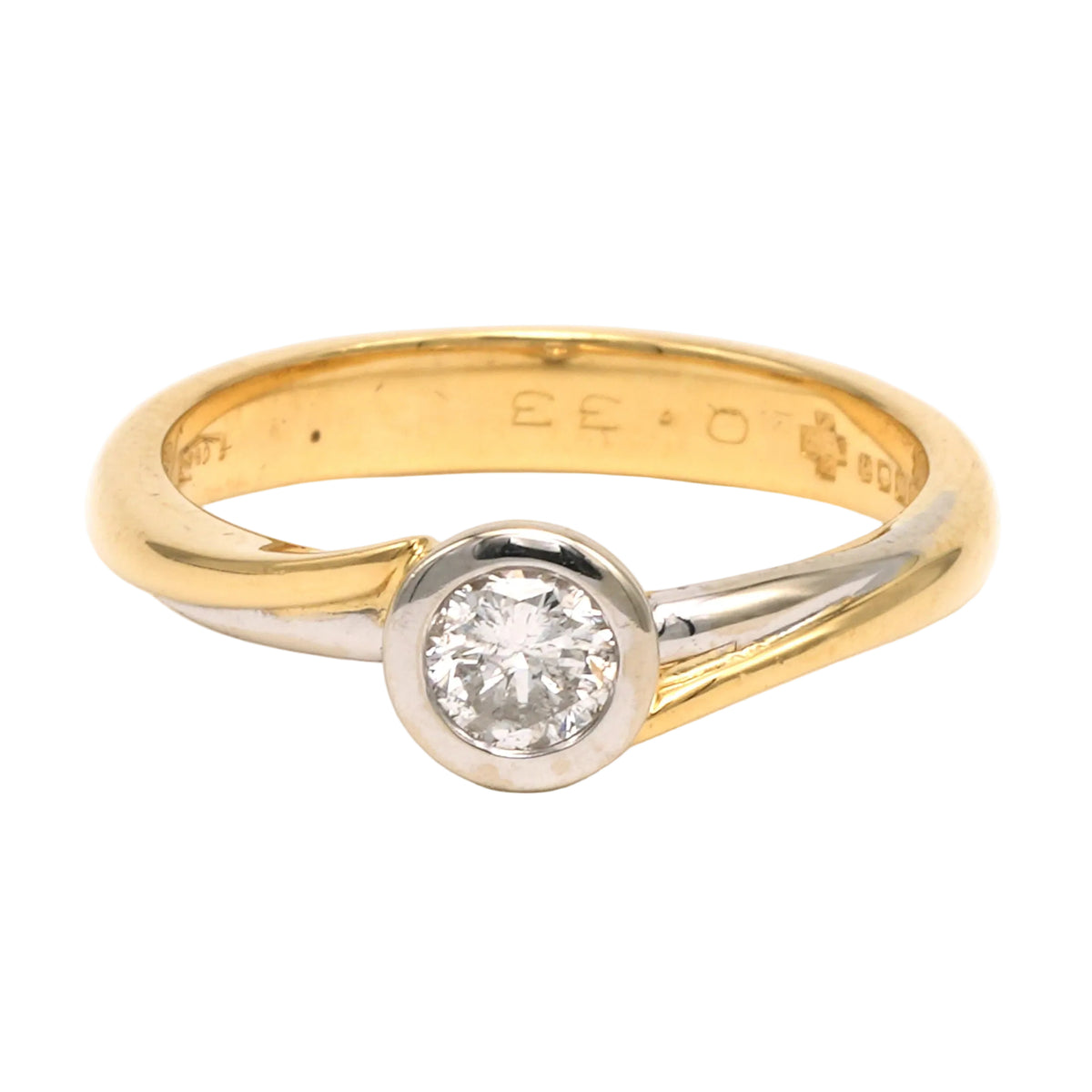 Bague Solitaire en or blanc, or jaune et diamant