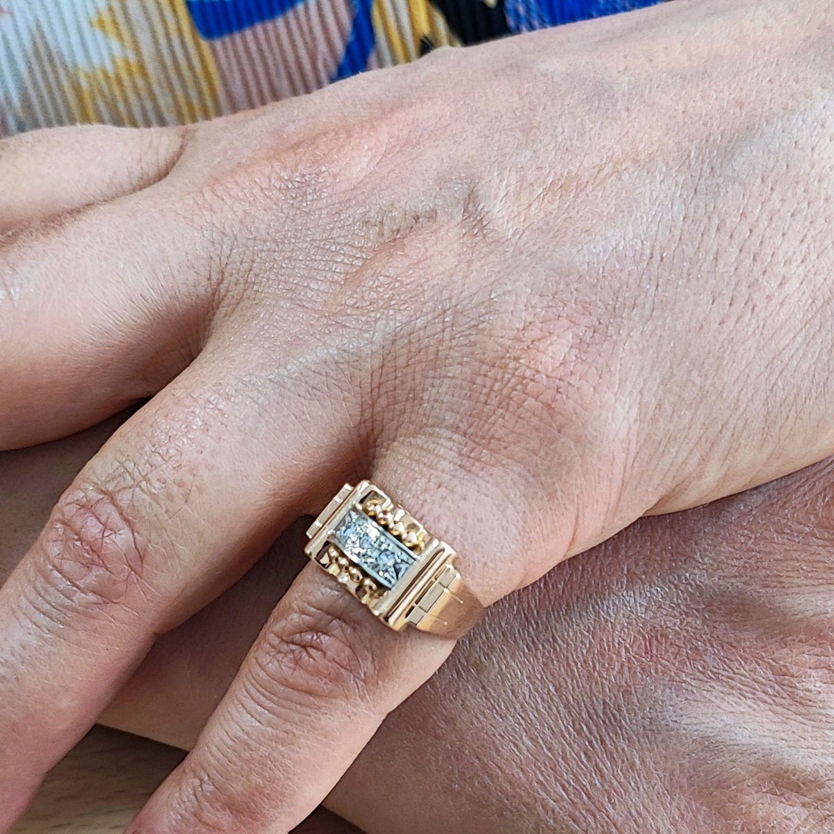 Tank Ring in Rose gold and Diamonds