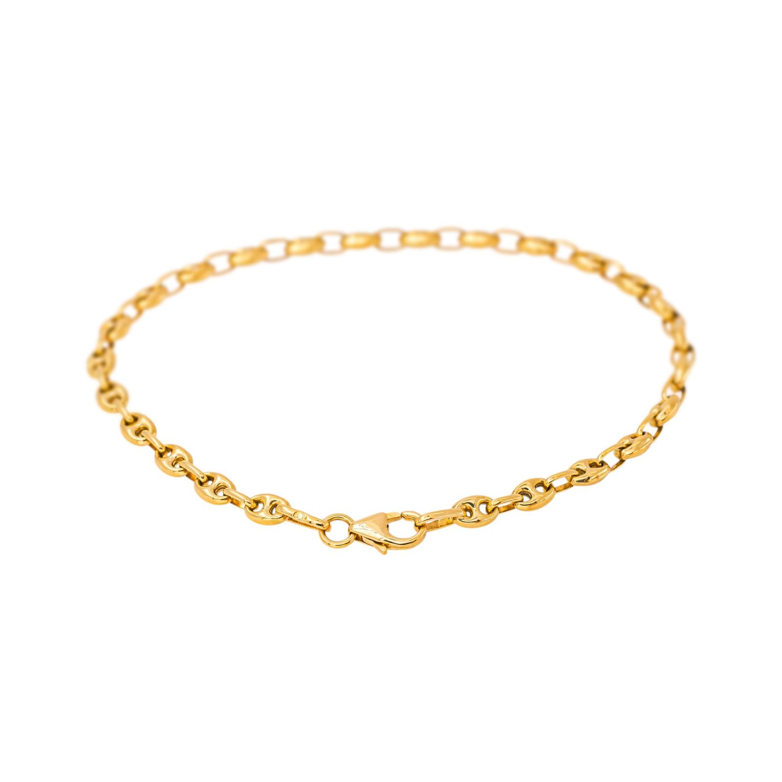 Yellow Gold Coffee Bean Link Bracelet