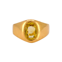 Yellow Gold Signet Ring with Sapphire