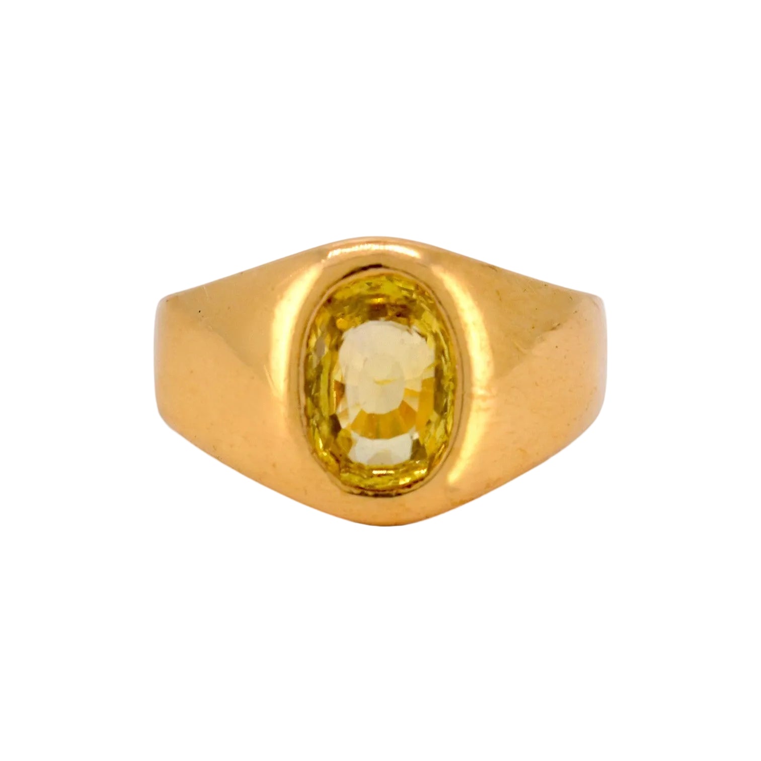 Yellow Gold Signet Ring with Sapphire