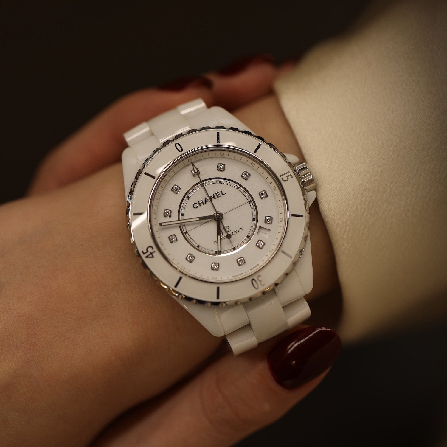 CHANEL "J12" Watch in Ceramic and Diamonds