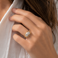 Tank Ring in Rose Gold and Diamonds