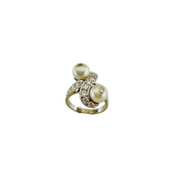 "Toi et Moi" Ring in White Gold, Pearls, and Diamonds