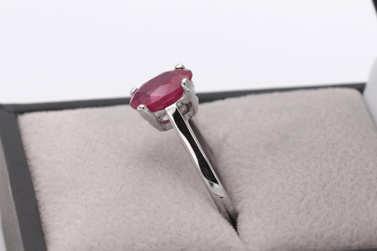 White Gold Solitaire Ring with Ruby