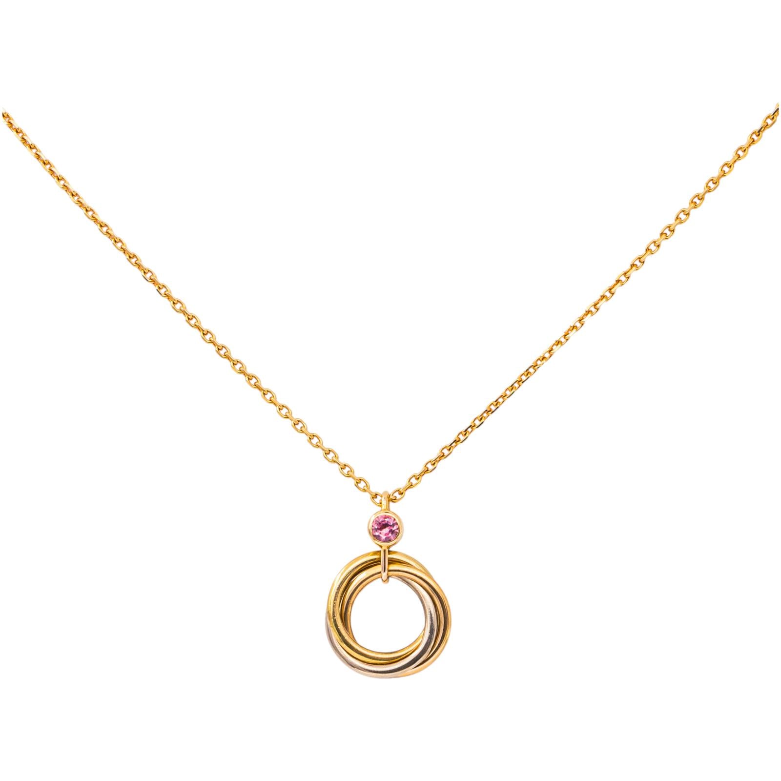 Cartier Trinity Necklace in Yellow gold with Pink sapphire
