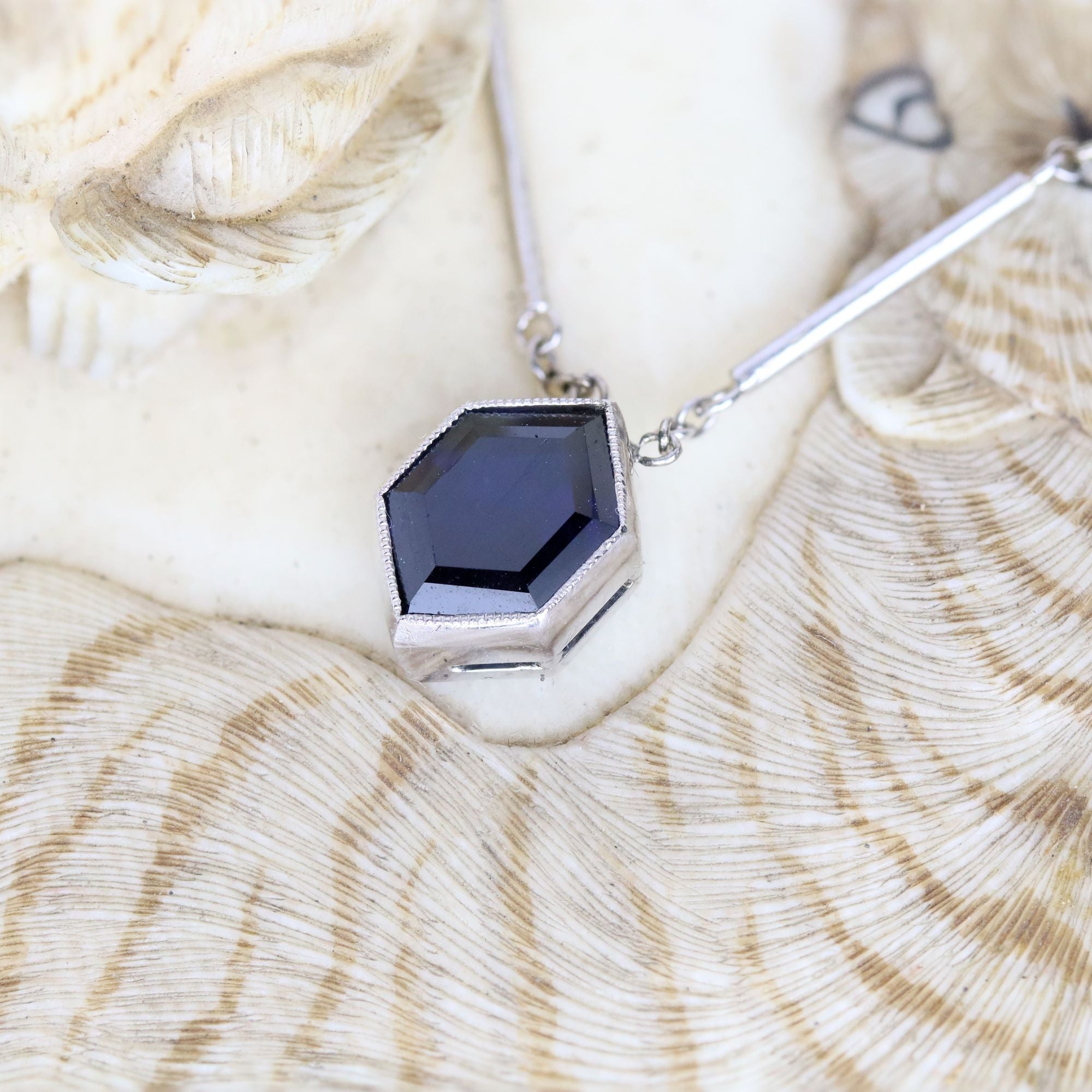 White Gold and Sapphire Pendant Necklace