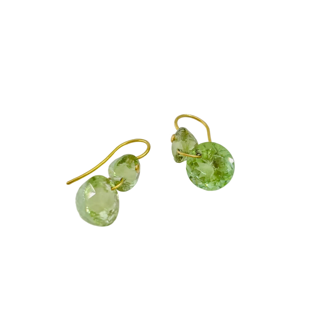 MARIE-HÉLÈNE DE TAILLAC "Gem Incandescence" Dangle Earrings in yellow gold and green Tourmaline