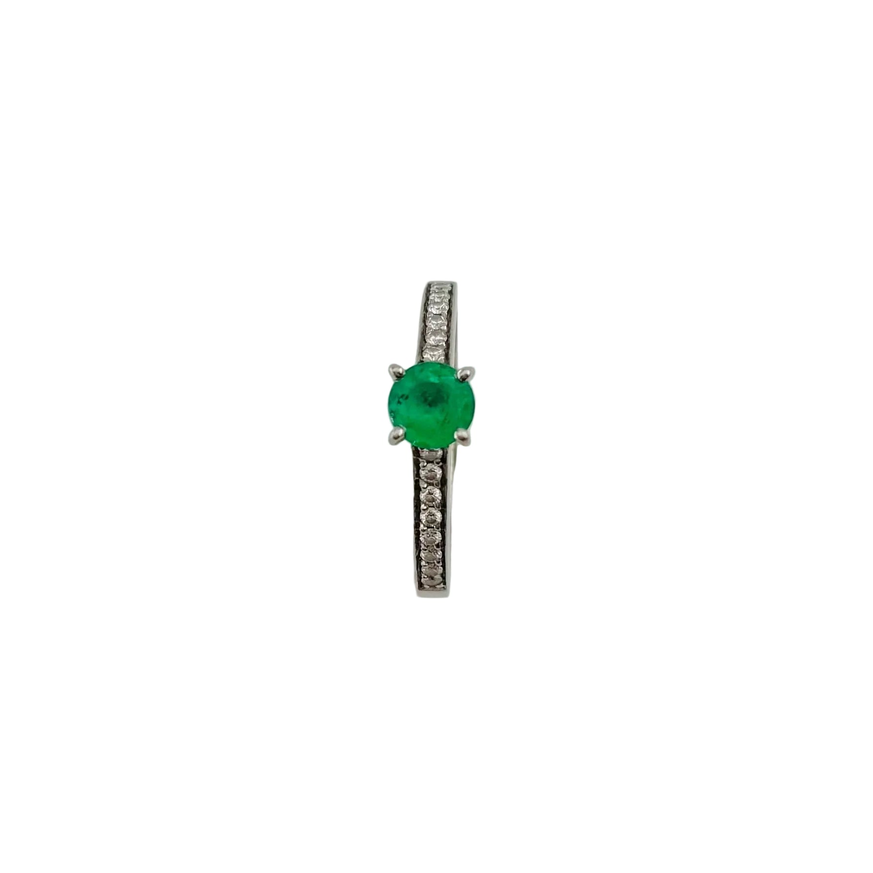 GEMMYO "Little Lady Pave" Solitaire Ring in Platinum, Emerald, and Diamonds