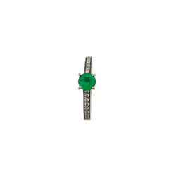 GEMMYO "Little Lady Pave" Solitaire Ring in Platinum, Emerald, and Diamonds