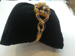 Antique Gold Enamel Bracelet with Pearls and Diamonds