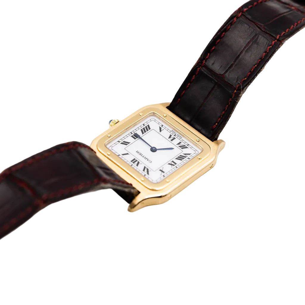 Montre CARTIER Santos-Dumont en or jaune et cuir