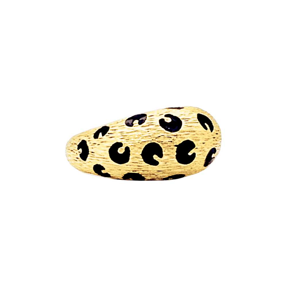 Bague Fred Paris, "Léopard", or jaune, émail noir.