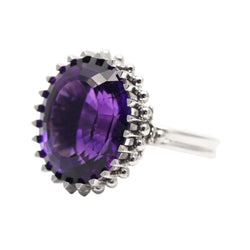 White Gold and Amethyst Cocktail Ring