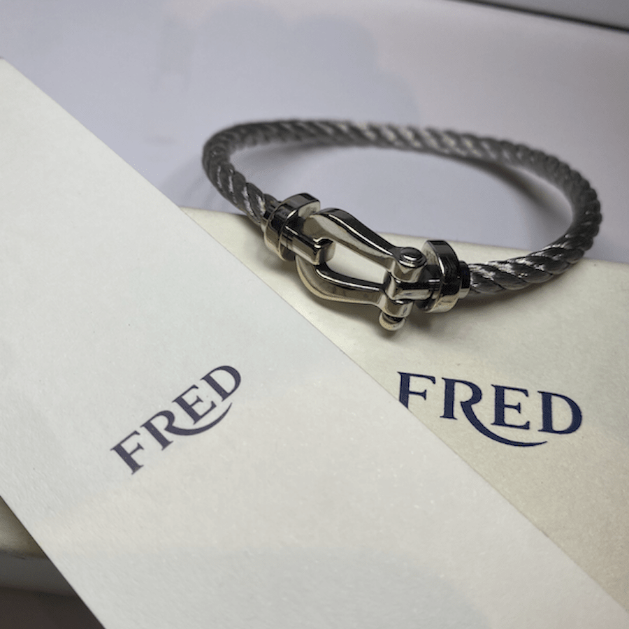 FRED "Force 10" GM Bracelet in White Gold and Steel