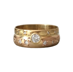 Wedding Band in Yellow gold, Rose gold, and Diamonds