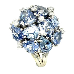 SEAMAN SCHEPPS "Bubbles" Cocktail Ring in white gold, sapphires, and diamonds
