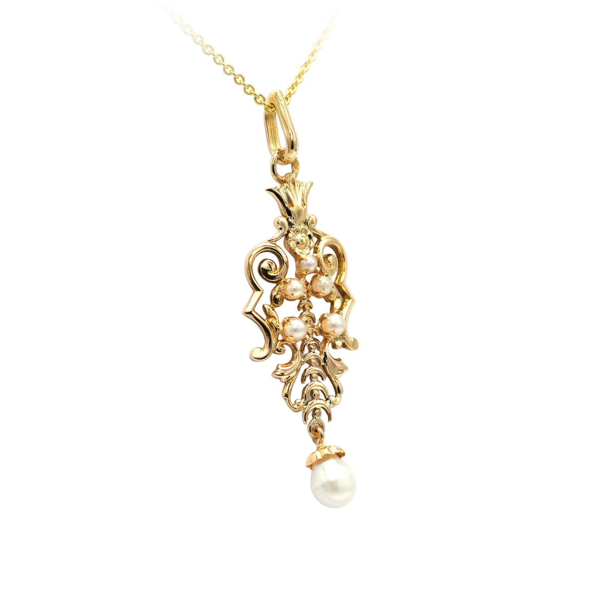Yellow gold and pearl pendant