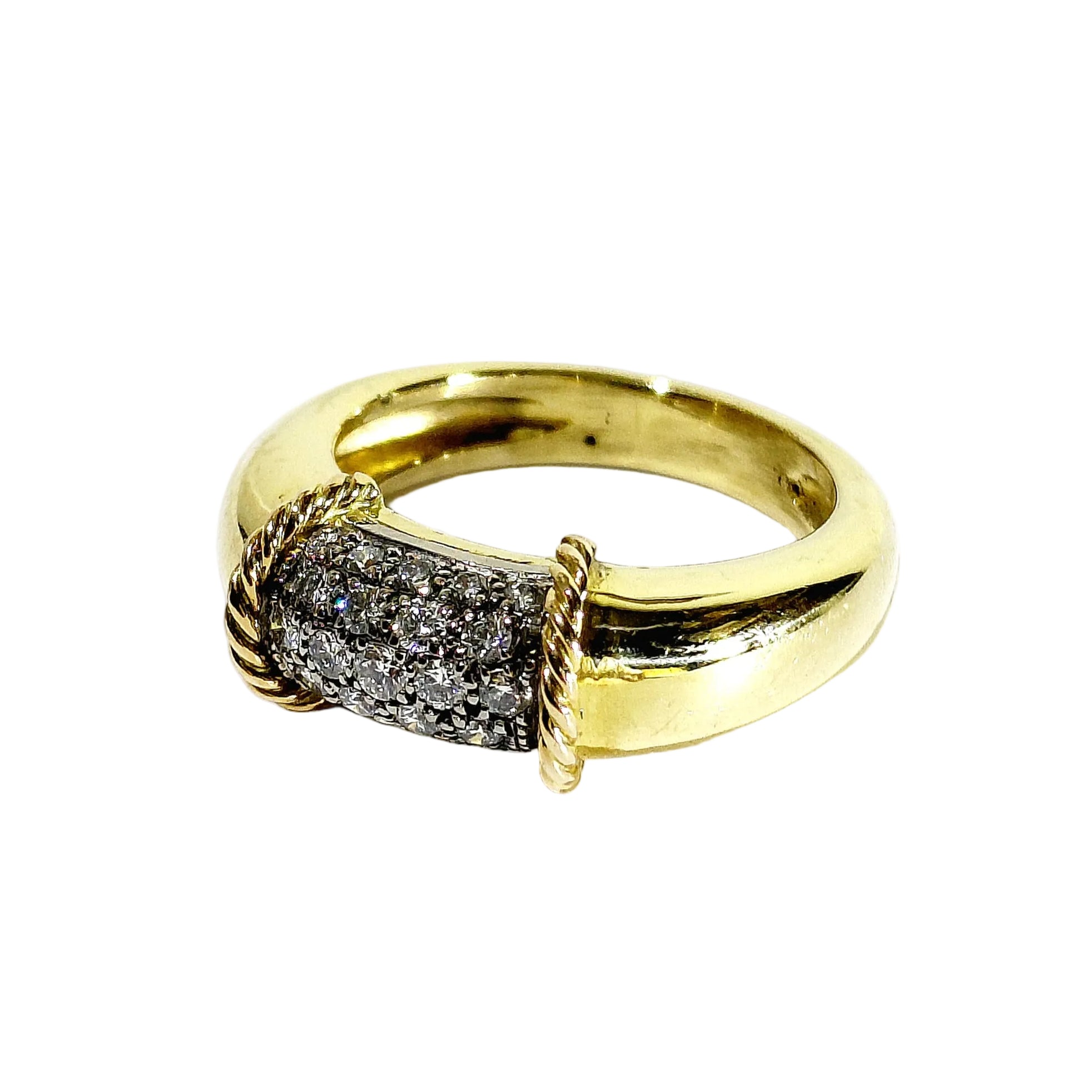 Yellow Gold and Diamond Bangle Ring