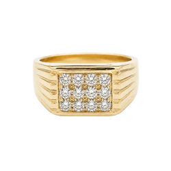 Yellow Gold Signet Ring with Diamonds