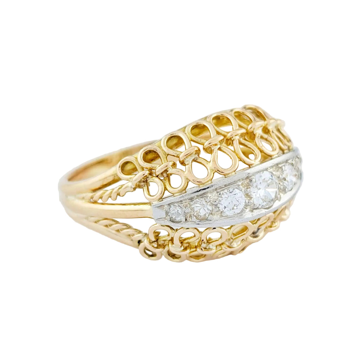 Yellow Gold and Diamond Dome Ring