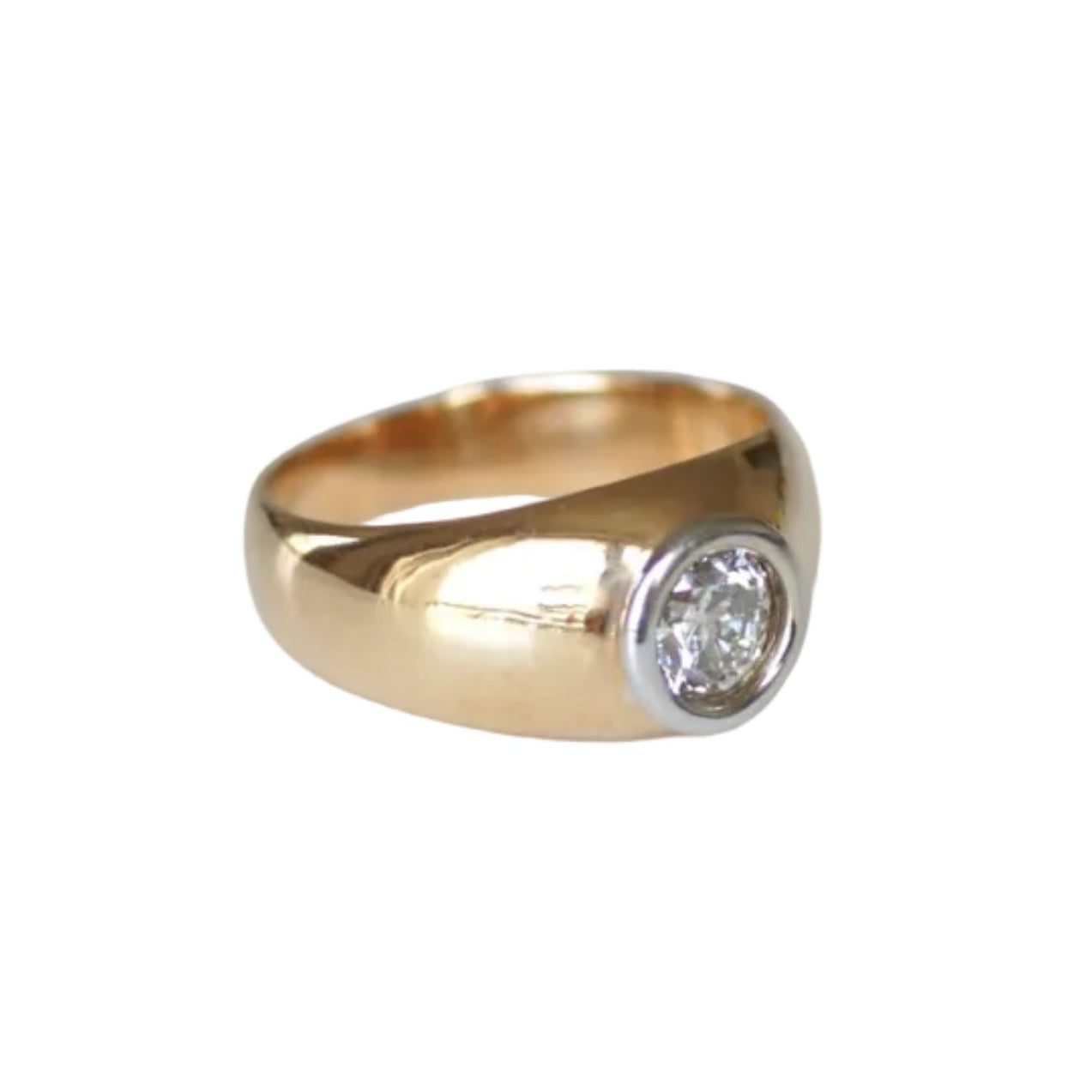 Bangle ring in yellow gold, white gold and diamonds
