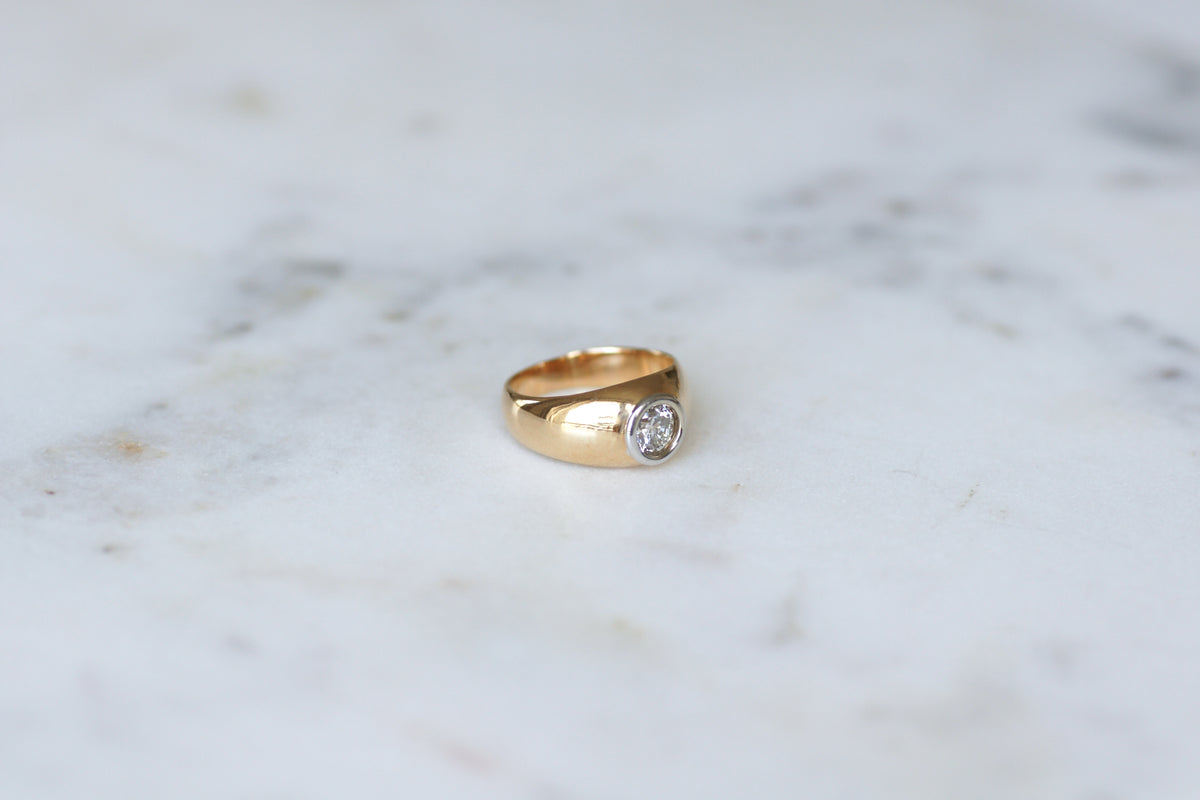 Bague Jonc en or jaune, or blanc, et diamant