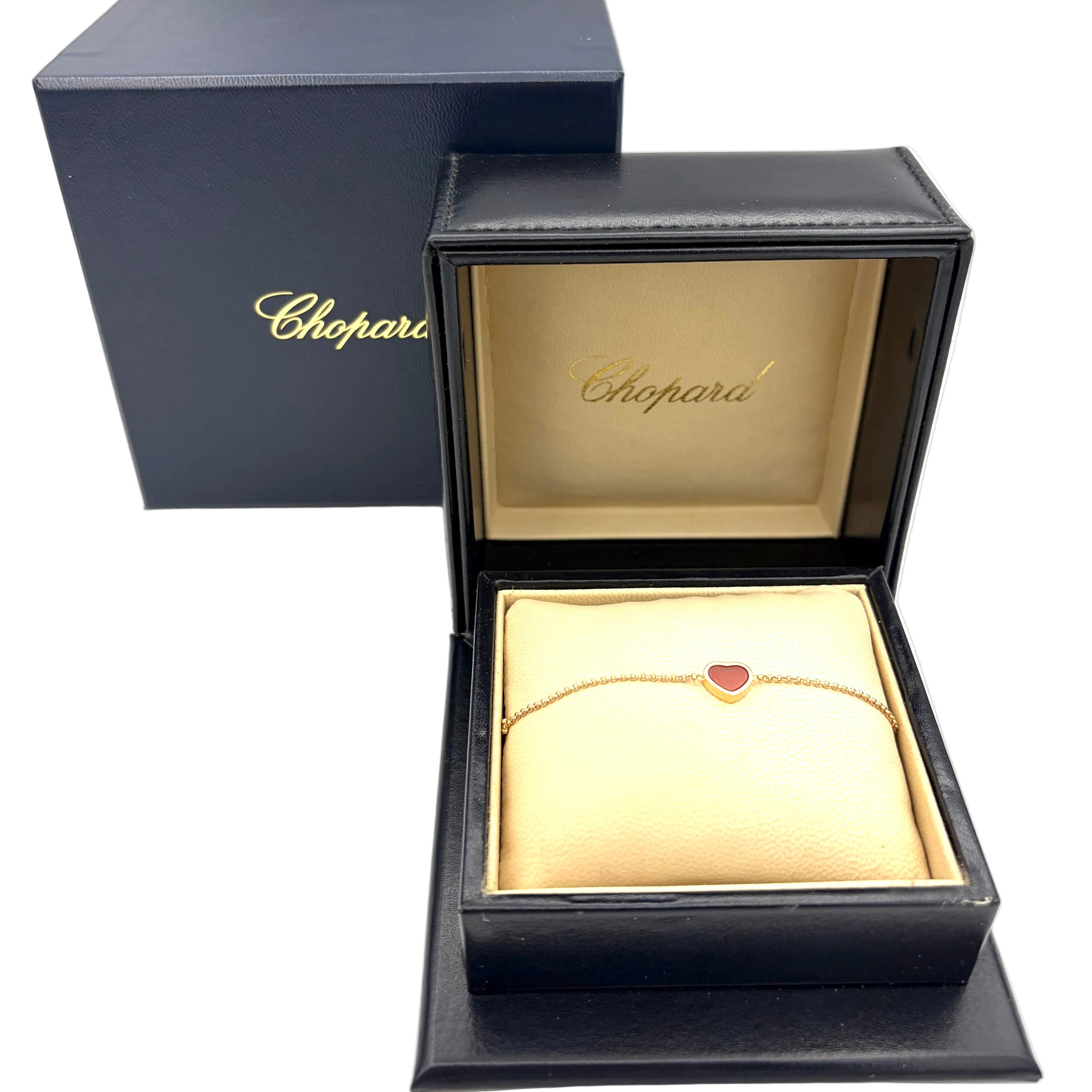 CHOPARD "Happy Hearts" Bracelet in Rose gold and Carnelian
