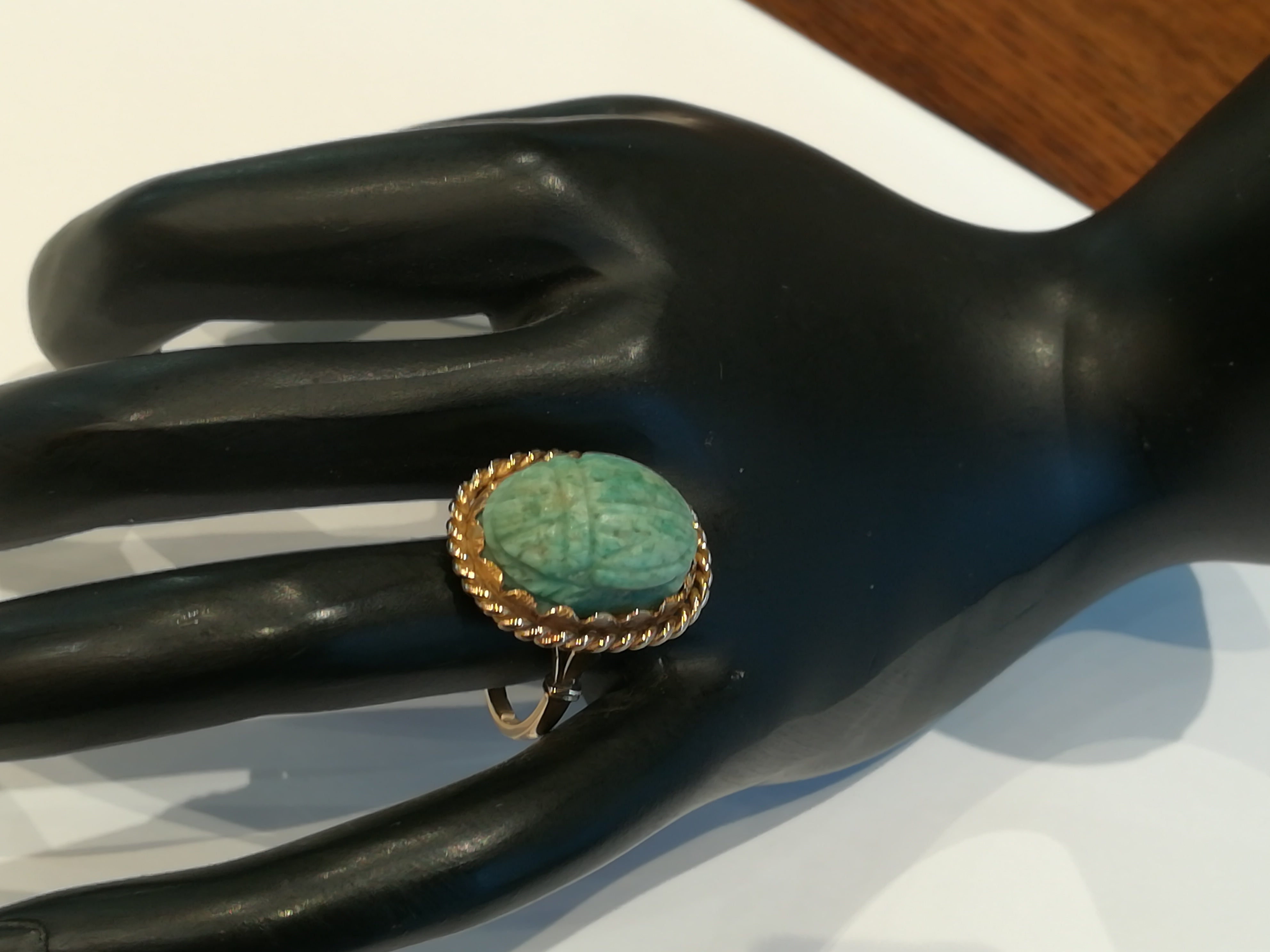 Bague Cocktail en or jaune et turquoise