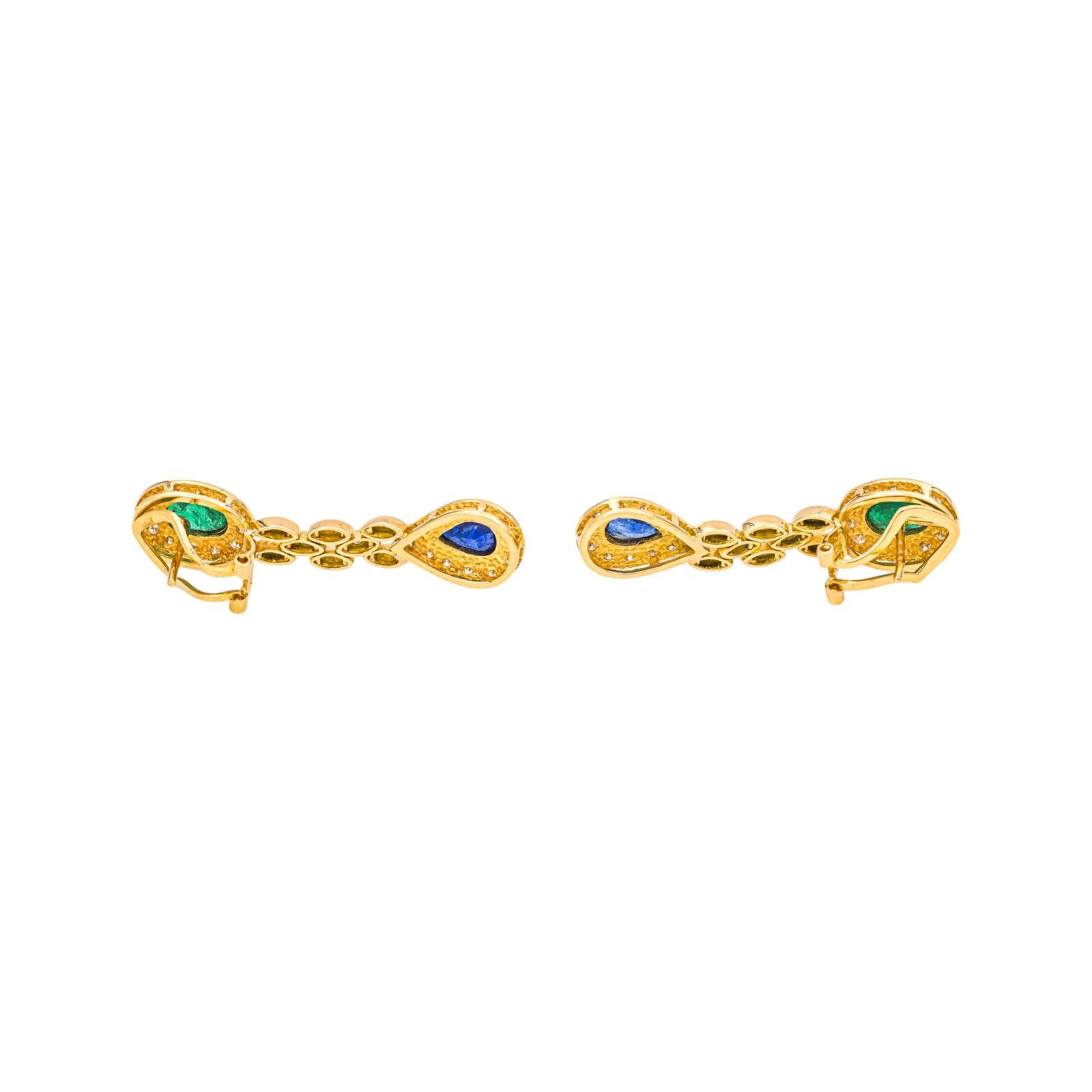 Boucles d'oreilles Or jaune Emeraude