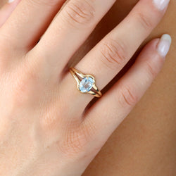 Yellow Gold and Aquamarine Solitaire Ring