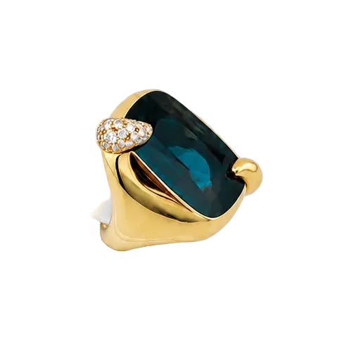 POMELLATO Cocktail Ring in yellow gold, Topaz, and Diamonds