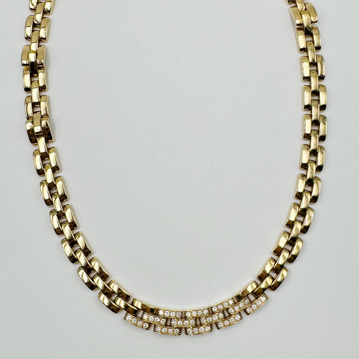 CARTIER "Panther" Link Necklace in yellow gold and diamonds