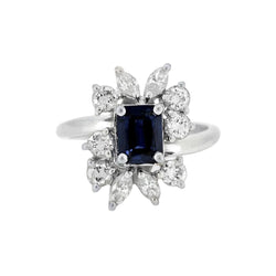 Marguerite Ring in White Gold, Sapphire, and Diamonds