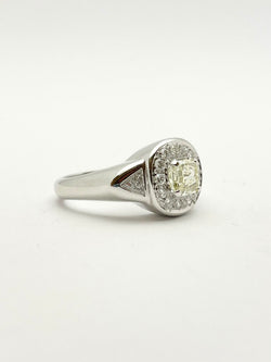 White Gold Signet Ring with Diamonds
