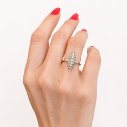 Marquise Ring in Yellow Gold and Diamonds