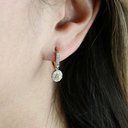 Yellow Gold Lever-back Earrings with Pearls and Diamonds