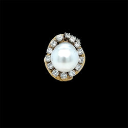 David Webb Yellow Gold South Sea Pearl Diamond Turban Ring - Castafiore